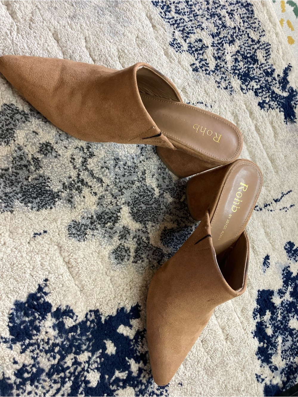 ROHB Tan Suede Pointed Toe Mules - Picture 2 of 4